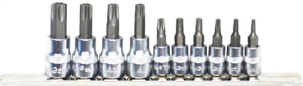 AUZGRIP - 10 PC TAMPER PROOF TORKS BIT SOCKET SET